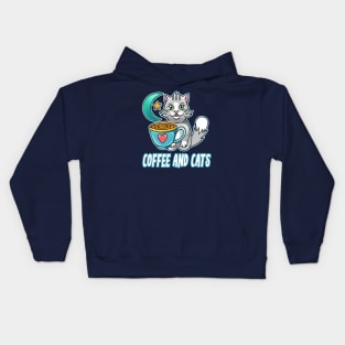 Coffee and Cats funny cute cats coffee lovers Kids Hoodie